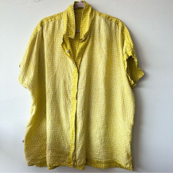 Rachel Zoe Yellow and White Polka Dot Linen Shirt - Picture 7 of 9
